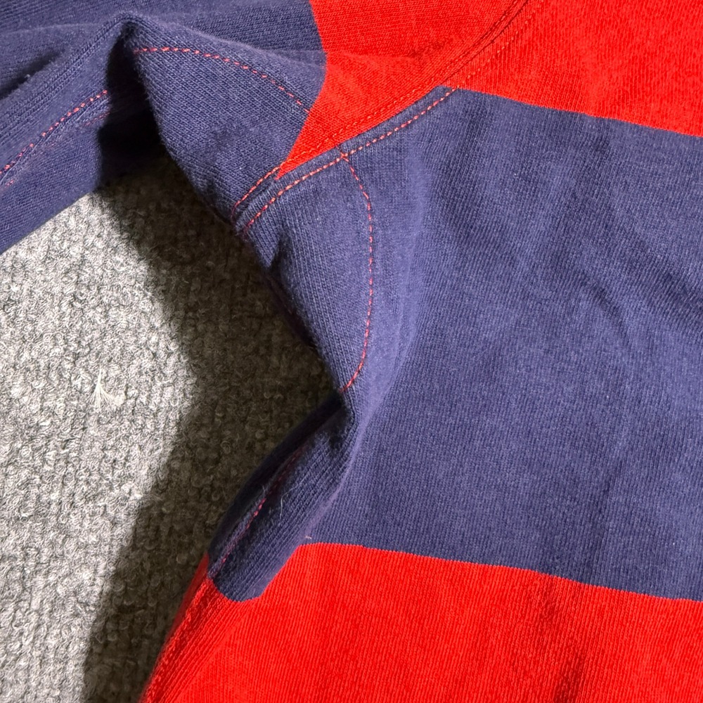 Vintage Polo Ralph Lauren Mens XL Rugby Shirt Red Navy Blue Striped Long Sleeve - Picture 5 of 9